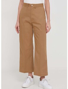 Nohavice Polo Ralph Lauren dámske,béžová farba,široké,vysoký pás,211873988