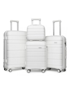 KONO 4 Set kufrov, na cesty s kozmetickým kufríkom, biely