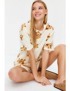 Trendyol Collection Pletená pyžamová súprava plyšového medvedíka zo 100 % bavlny zo 100 % bavlny