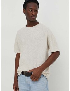 Bavlnené tričko American Vintage pánsky, béžová farba, jednofarebný