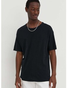 Bavlnené tričko American Vintage pánsky, čierna farba, jednofarebný
