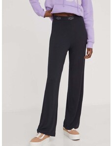 Nohavice UGG dámske, čierna farba, rovné, vysoký pás, 1144518