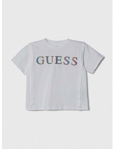 Bavlnené tričko Guess biela farba