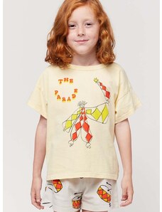 Detské bavlnené tričko Bobo Choses žltá farba, s potlačou