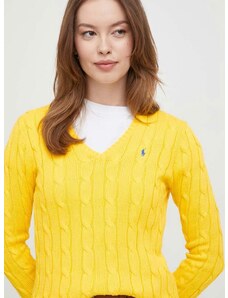 Bavlnený sveter Polo Ralph Lauren žltá farba,tenký,211891641