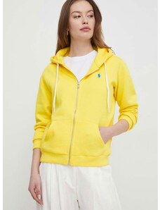 Mikina Polo Ralph Lauren dámska,žltá farba,s kapucňou,jednofarebná,211943008