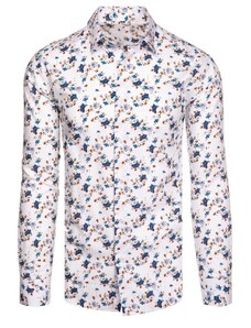 Dstreet Nádherná biela košeľa s kvetinovým vzorom