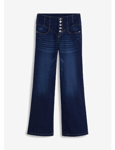 bonprix Zvonové džínsy, vysoký pás, s recyklovaným polyesterom, farba modrá
