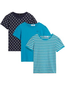 bonprix Dievčenské tričko z bio bavlny (3 ks), farba modrá, rozm. 104/110