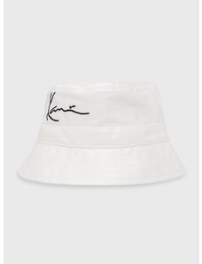 Bavlnený klobúk Karl Kani biela farba, bavlnený