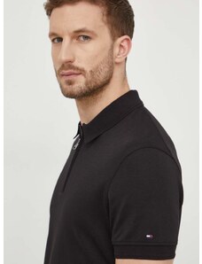 Bavlnené polo tričko Tommy Hilfiger čierna farba, jednofarebný, MW0MW34746