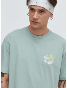 Bavlnené tričko Vans pánsky, zelená farba, jednofarebný