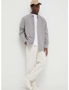 Bavlnená košeľa Levi's pánska, šedá farba, voľný strih, s golierom button-down