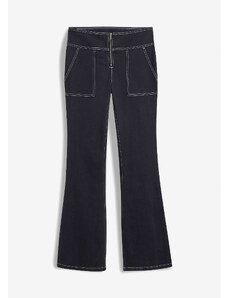 bonprix Zvonové džínsy so zipsmi, farba čierna, rozm. 44