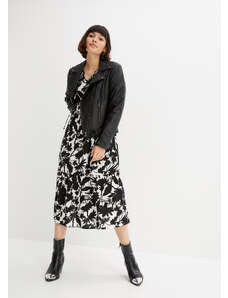 bonprix Široko strihané tunikové šaty, z viskózového materiálu, midi dĺžka, dlhý rukáv, farba čierna