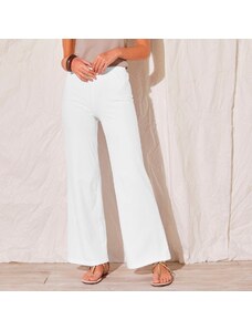 Blancheporte Splývavé široké nohavice s pružným pásom biela 052