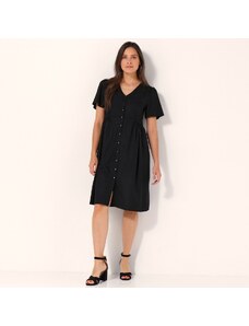 Blancheporte Voľné jednofarebné šaty na gombíky čierna 042