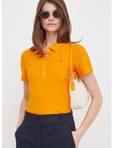Polo tričko Tommy Hilfiger dámsky, oranžová farba