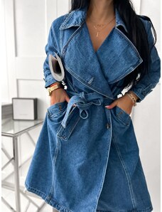 Dlhý rifľový kabát Florence - modrý