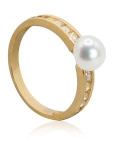 Goldie Zlatý prsteň s button sladkovodnou perlou LRG805.ZO