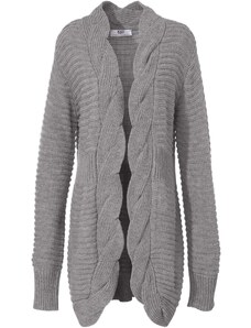 bonprix Dlhý pletený sveter, farba šedá