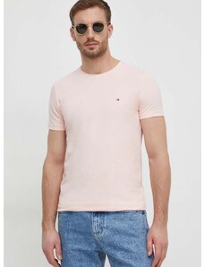 Tričko Tommy Hilfiger pánske,ružová farba,jednofarebné,MW0MW10800