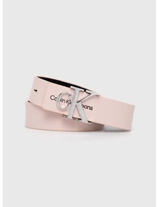 Calvin Klein Jeans Kožený opasok Calvin Klein dámsky,ružová farba,K60K610281