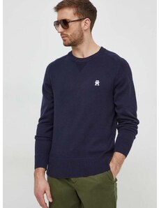 Bavlnený sveter Tommy Hilfiger tmavomodrá farba,tenký,MW0MW34687