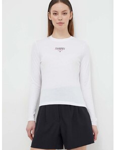 Tričko s dlhým rukávom Tommy Jeans dámsky, biela farba, DW0DW17840