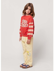 Detské bavlnené nohavice Bobo Choses žltá farba, s potlačou