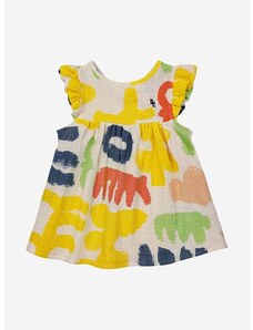 Detské bavlnené šaty Bobo Choses žltá farba, mini, áčkový strih