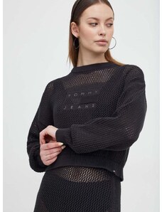 Bavlnený sveter Tommy Jeans čierna farba, DW0DW17755