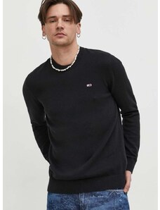 Bavlnený sveter Tommy Jeans čierna farba,DM0DM18895