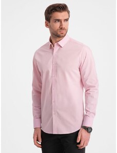 Ombre Clothing Bavlnená ružová košeľa v jednoduchom prevedení V2 SHOS-0154