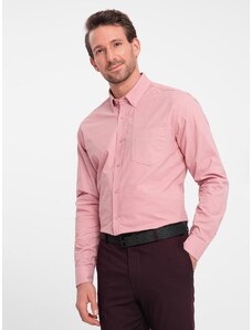 Ombre Clothing Ležérna ružová košeľa s vreckom V3 SHOS-0153
