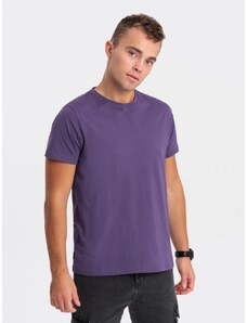 Ombre Clothing Bavlnené klasické fialové tričko s krátkym rukávom V9 TSBS-0146