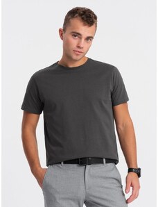 Ombre Clothing Bavlnené klasické grafitové tričko s krátkym rukávom V10 TSBS-0146