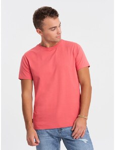 Ombre Clothing Bavlnené klasické ružové tričko s krátkym rukávom V11 TSBS-0146