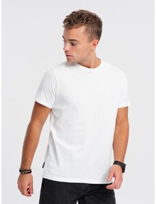 Ombre Clothing Bavlnené klasické biele tričko s krátkym rukávom V14 TSBS-0146