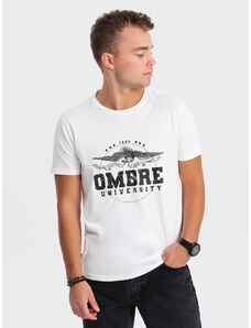 Ombre Clothing Jedinečné biele krátke tričko s potlačou V3 tspt-0164