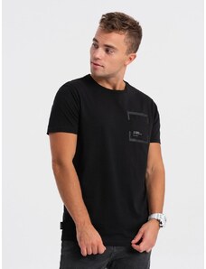 Ombre Clothing Zaujímavé tričko s ozdobným vreckom čierne V1 TSPT-0154