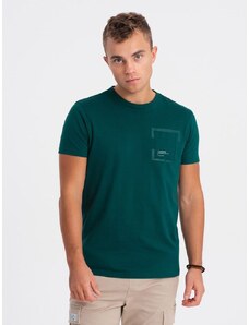 Ombre Clothing Zaujímavé tričko s ozdobným vreckom machové V5 TSPT-0154