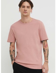 Bavlnené tričko HUGO pánsky, ružová farba, jednofarebný, 50480434