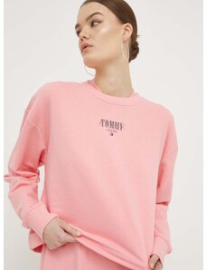 Mikina Tommy Jeans dámska,ružová farba,s potlačou,DW0DW17796