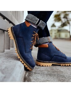 Vasky Hillside Blue - Dámske kožené členkové topánky modré, ručná výroba jesenné / zimné topánky