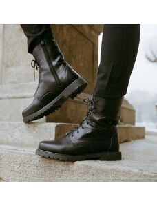 Vasky Lydie Zip Black - Dámske kožené členkové topánky čierne, ručná výroba jesenné / zimné topánky