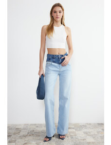 Trendyol Collection Modré džínsy so širokým pásom