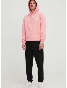 Mikina Tommy Jeans pánska,ružová farba,s kapucňou,s nášivkou,DM0DM17985