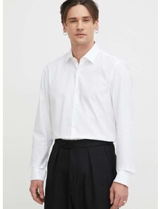 Bavlnená košeľa HUGO pánska,biela farba,slim,s klasickým golierom,50508316