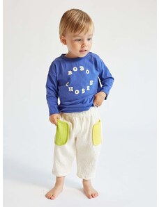 Detské bavlnené nohavičky Bobo Choses béžová farba, vzorované